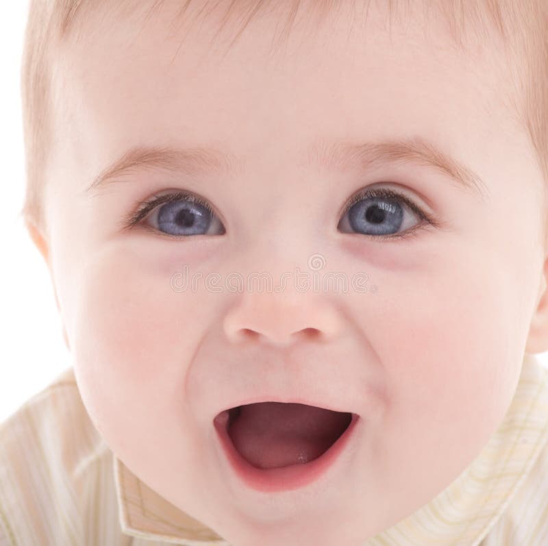 Portrait of joyful blue-eyes baby boy