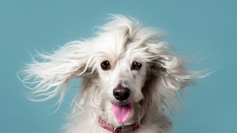 Portrait of a joyful long-haired dog stock illustration