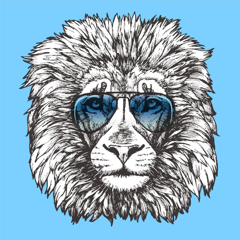 Lion Sunglasses Stock Illustrations – 376 Lion Sunglasses Stock ...