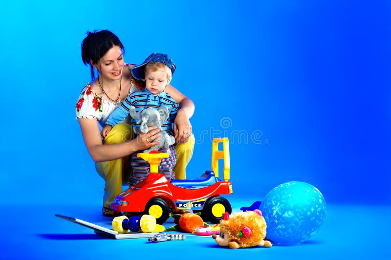 The portrait of a little boy and his mother