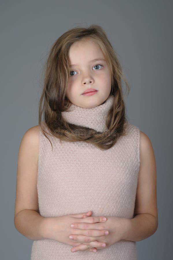 Portrait of little cute girl with a calm expression on her face. stock photos Portrait of little cute girl with a calm expression on her face. stock photos