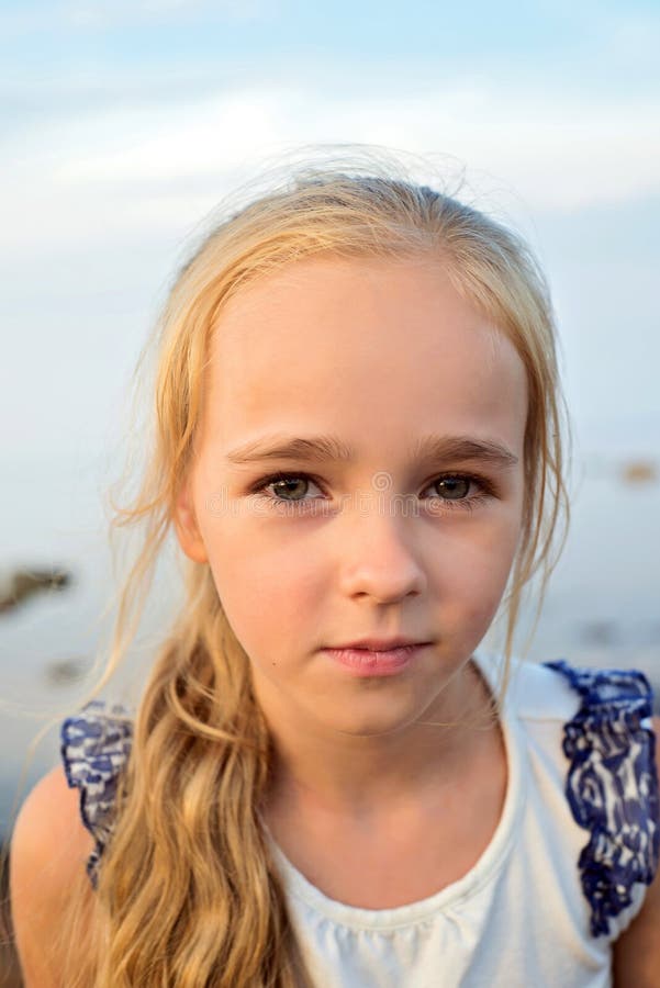 Portrait of Little Cute Girl on Sunset Stock Photo - Image of person ...