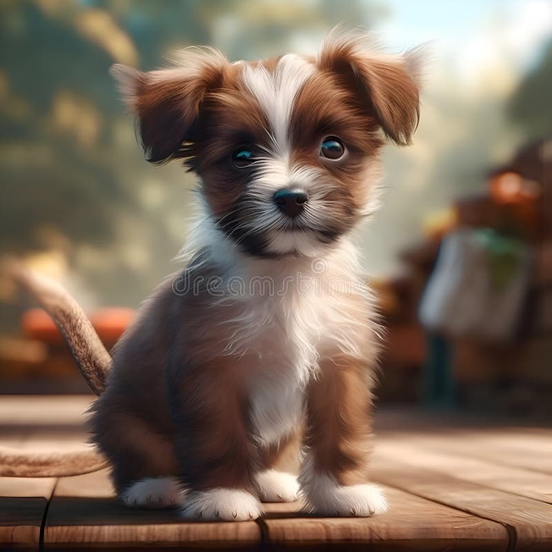 Portrait of a little cute puppy, generated ai vector illustration