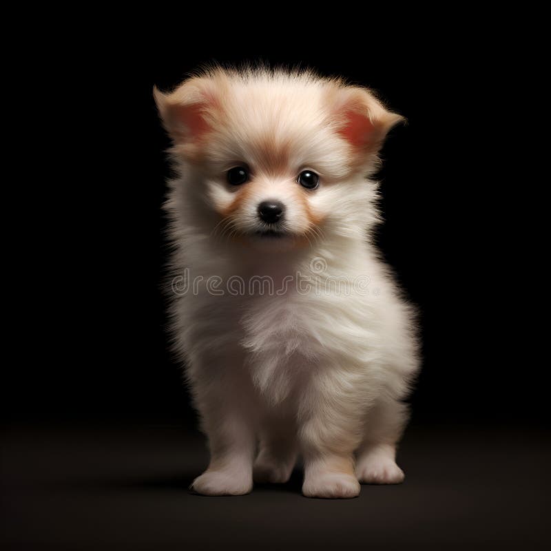 Portrait of a little cute puppy, generated ai stock illustration