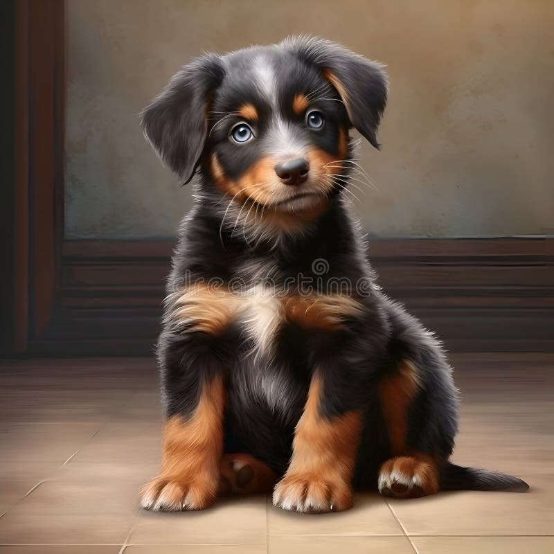 Portrait of a little cute puppy, generated ai vector illustration