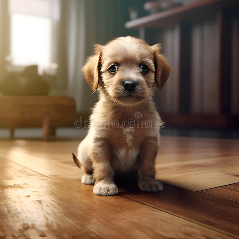 Portrait of a little cute puppy, generated ai stock illustration