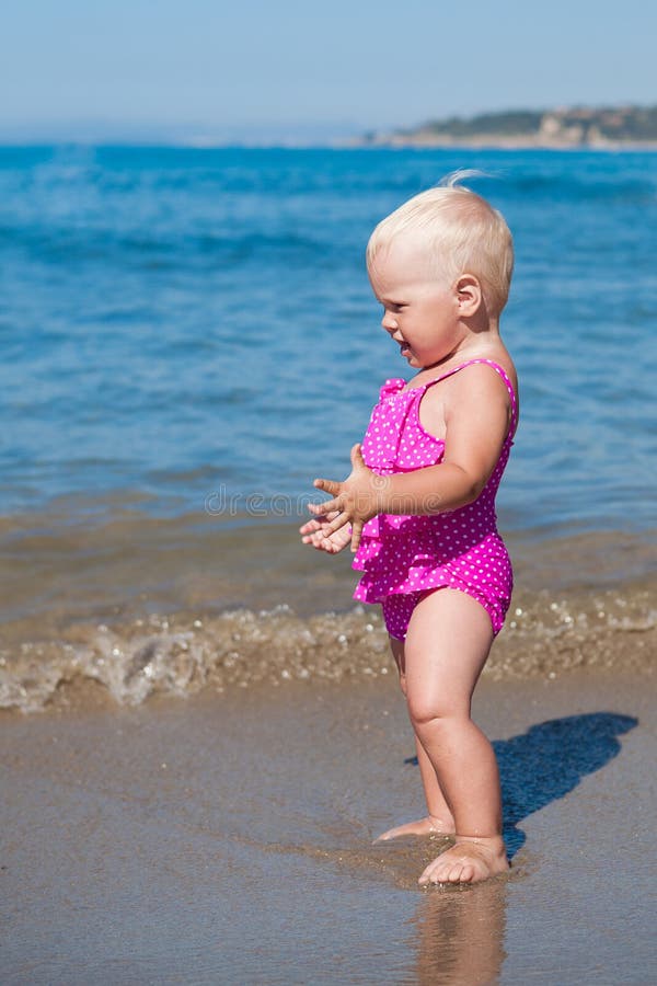 Portrait of Little Girl on Beach Stock Photo - Image of spain ...