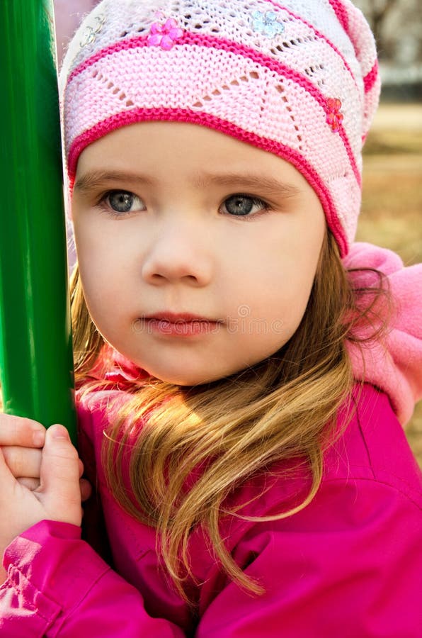 Portrait of Little Girl Outdoors on a Spring Day Stock Image - Image of ...