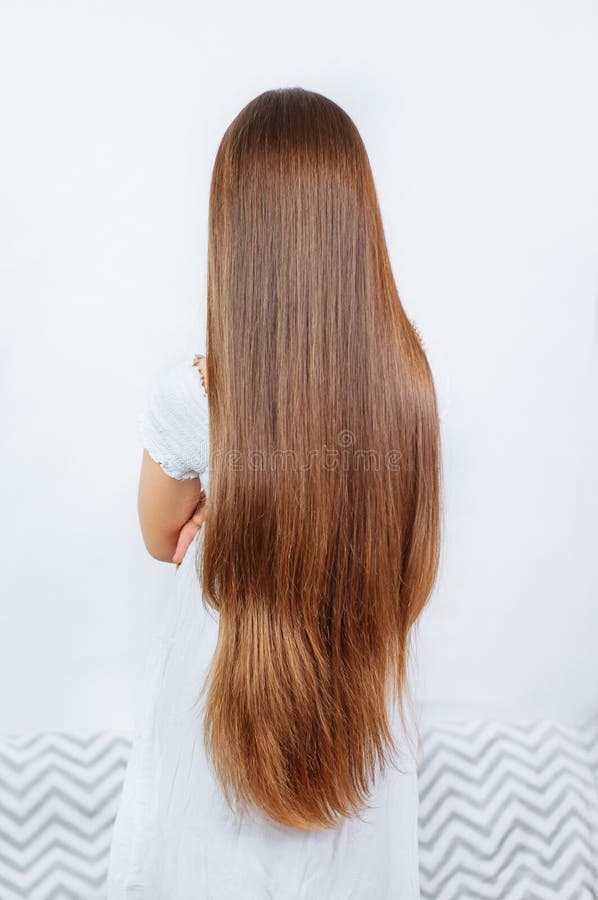 Portrait of a Little Girl with Very Long Brown Hair, Rear View Stock Image  - Image of adorable, haircare: 168401123