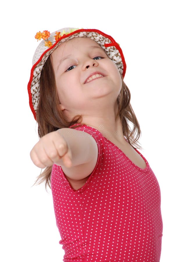 Portrait of little girl wearing a hat ans smiling