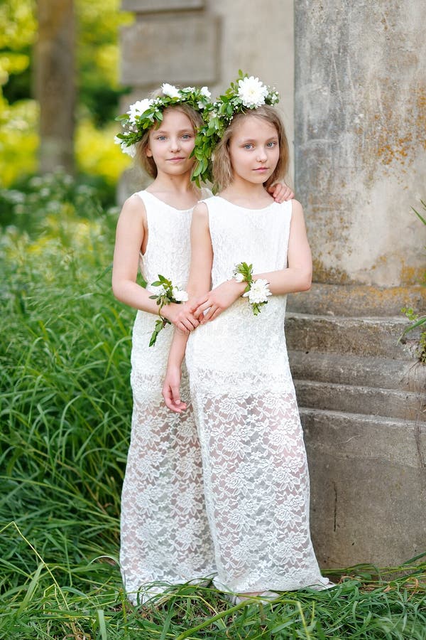 Portrait of Little Girls Sisters Stock Image - Image of twins, sisters ...