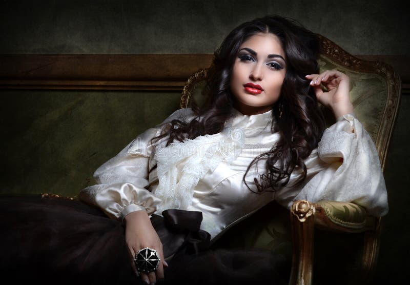retro Portrait of luxurious lady in the chair royalty free stock image retro Portrait of luxurious lady in the chair royalty free stock image