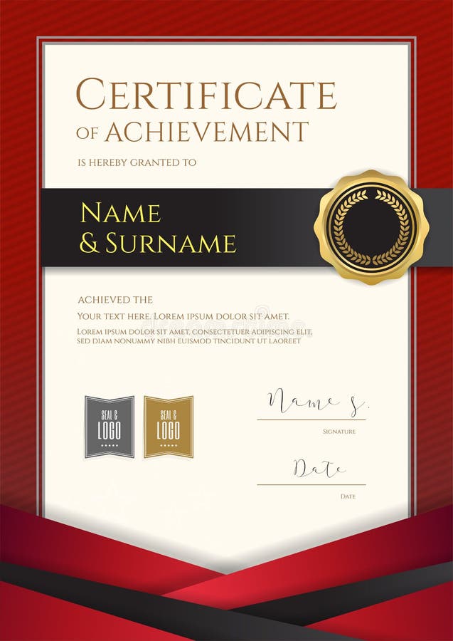 Portrait Luxury Certificate Template With Elegant Red ... Portrait Luxury Certificate Template With Elegant Red ...