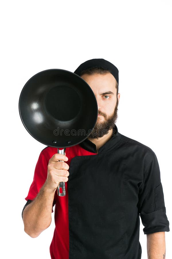 Portrait Of Male Chef Holding Pan