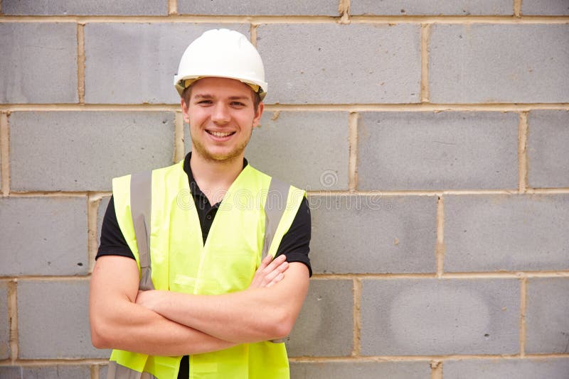 Portrait Of Male Construction Worker On Building Site stock photography