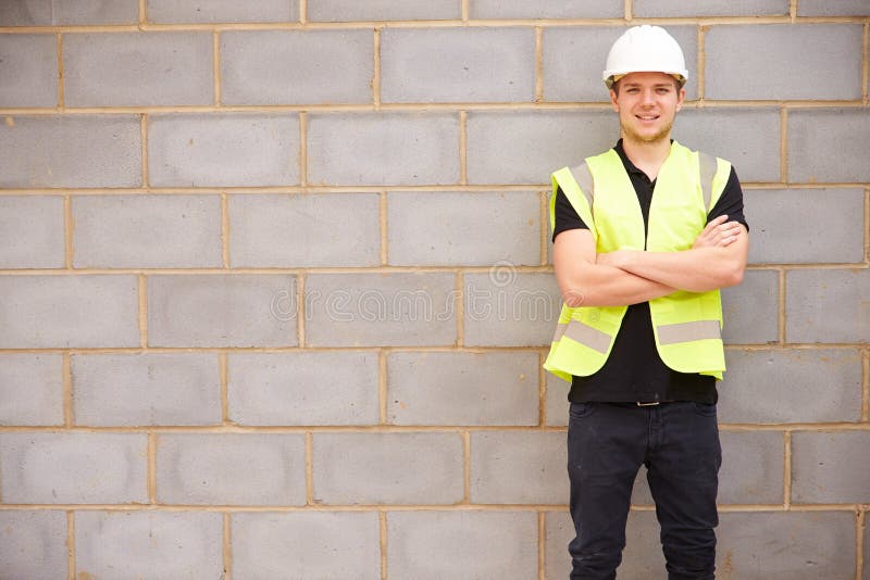 Portrait Of Male Construction Worker On Building Site royalty free stock photo