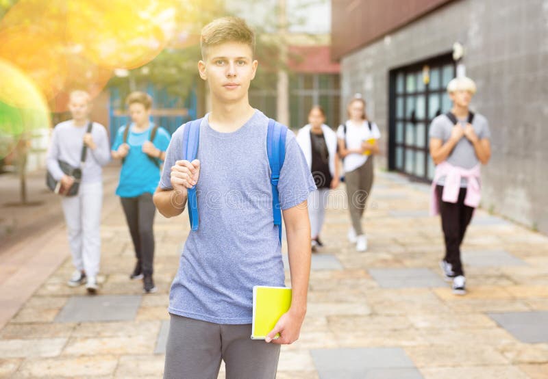 Teenage Student Going To College On Autumn Day Stock Image Image Of