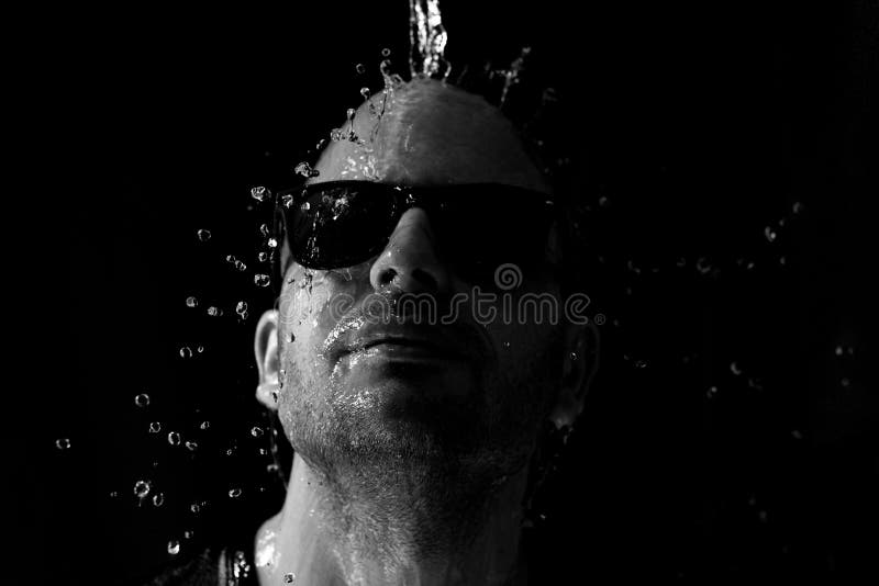 Portrait of a Man Being Thrown Water in the Face Stock Image Image of