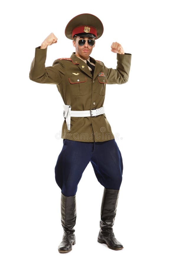 Portrait Of A Man Dressed As A Military Dictator. Isolated Stock Photo ...