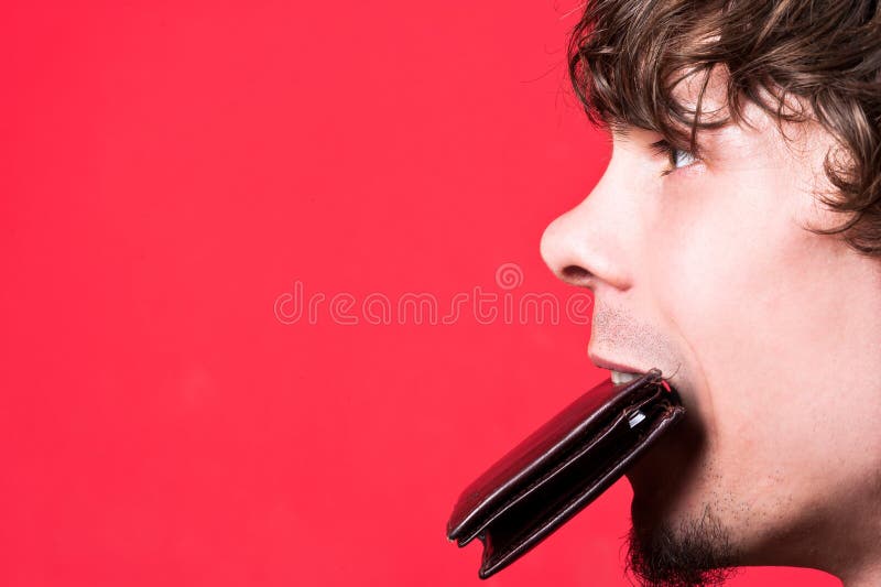 Purse in his mouth stock photo. Image of purse, concept 29985886