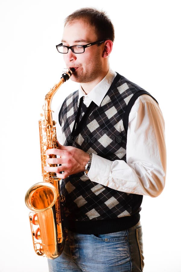 Portrait of a man with a saxophone