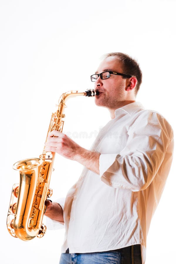 Portrait of a man with a saxophone