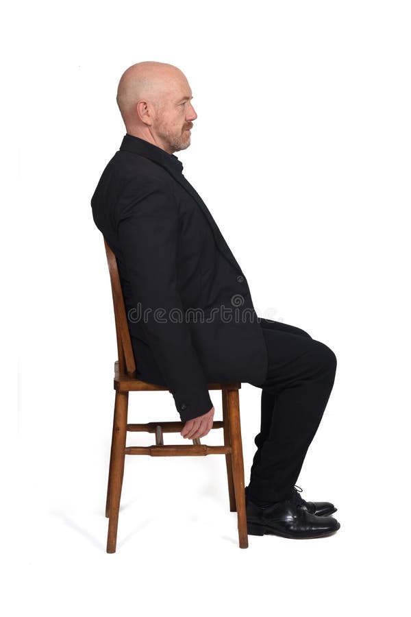 Portrait of a Man Sitting on a Chair Side View on White Background Stock  Photo - Image of caucasian, chair: 183511786