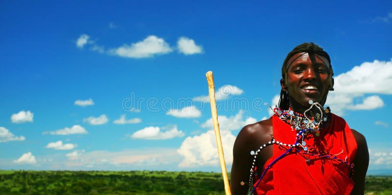 Portrait of Masai Mara warrior royalty free stock photo Portrait of Masai Mara warrior royalty free stock photo
