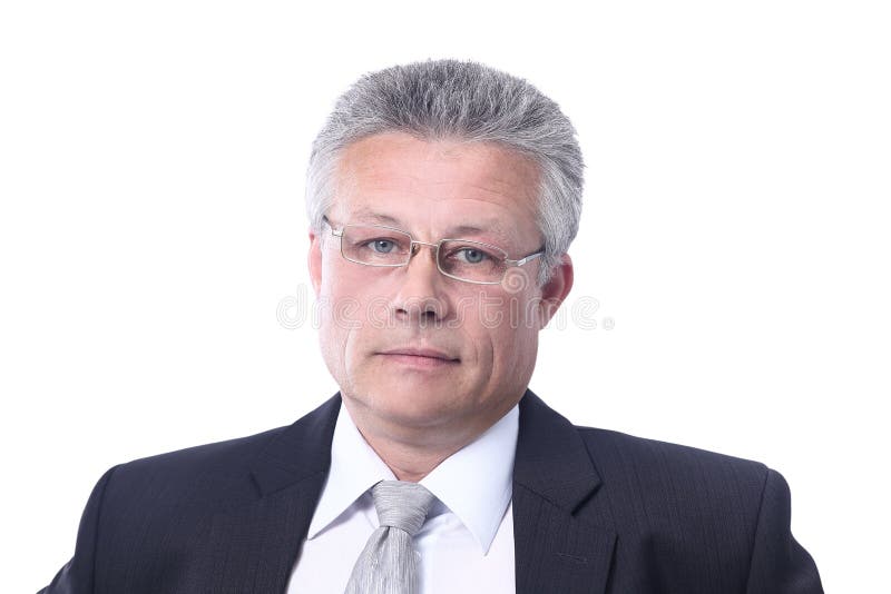 Portrait of a mature business man isolated on white.