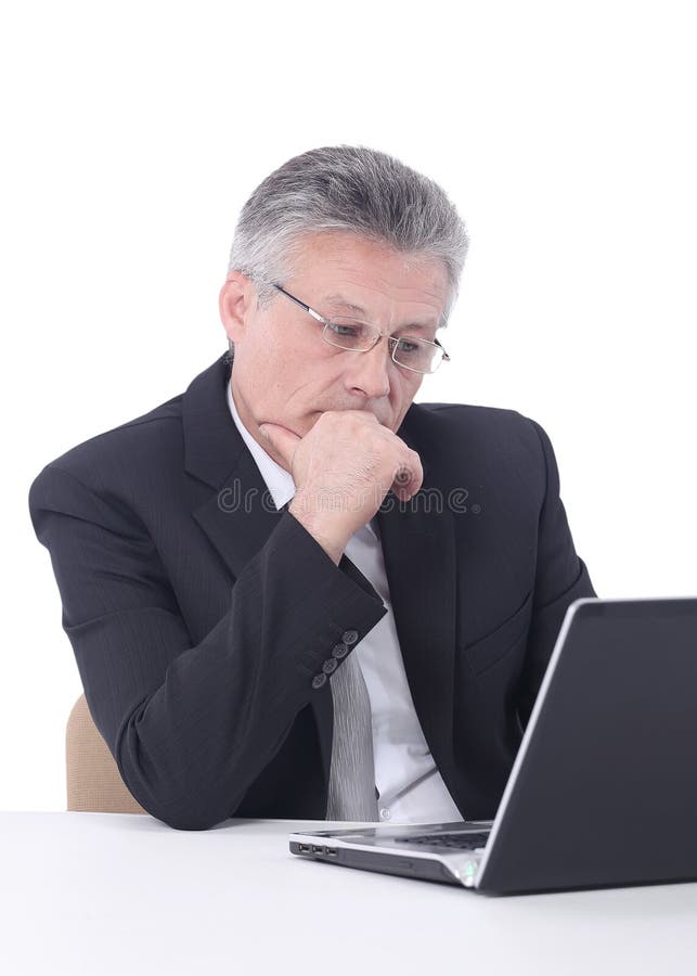 Portrait of a mature gray-haired business man isolated on white