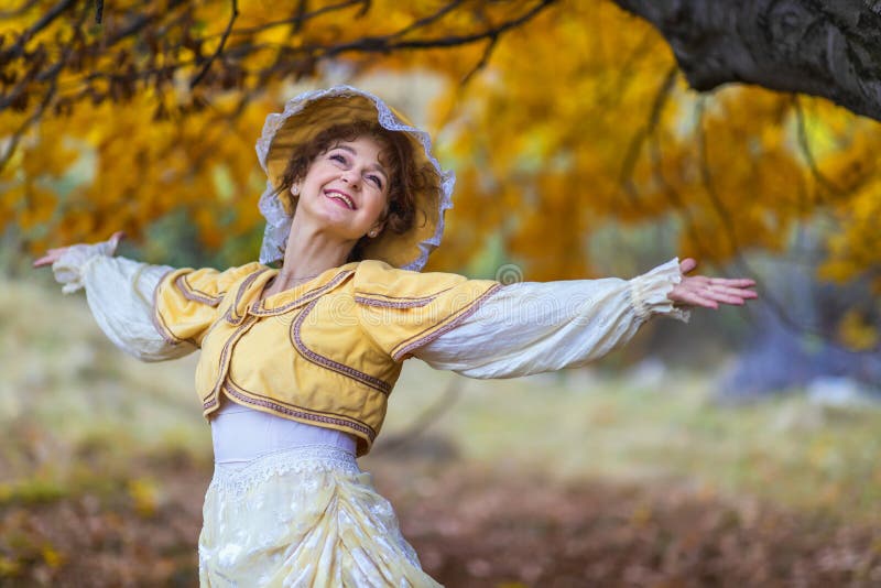 Portrait of a Mature Lady in a Vintage Dress Stock Image - Image of ...