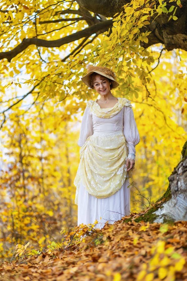 Portrait of a Mature Lady in a Vintage Dress Stock Image - Image of ...