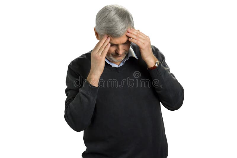 Portrait of mature man touching his head. royalty free stock image Portrait of mature man touching his head. royalty free stock image