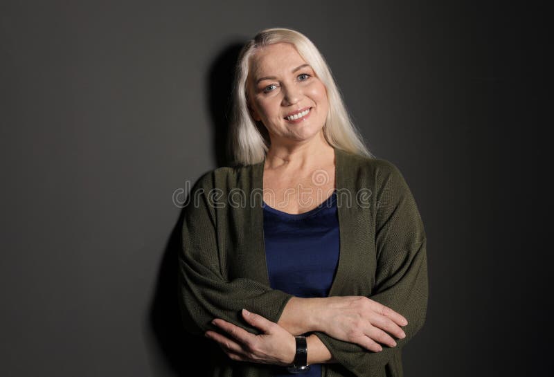 Portrait of mature woman stock photos