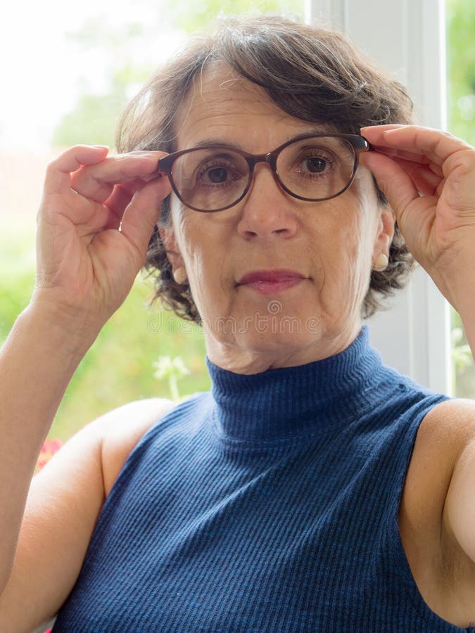 Portrait Of A Mature Woman With Glasses Stock Image Image Of Elegance 