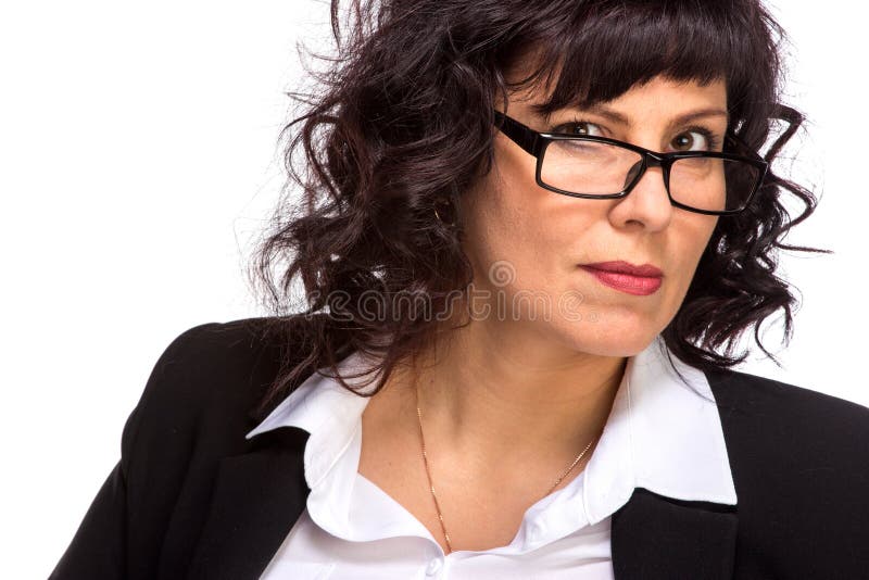 Portrait of mature woman smiling, wearing glasses, looking at ca stock photos Portrait of mature woman smiling, wearing glasses, looking at ca stock photos