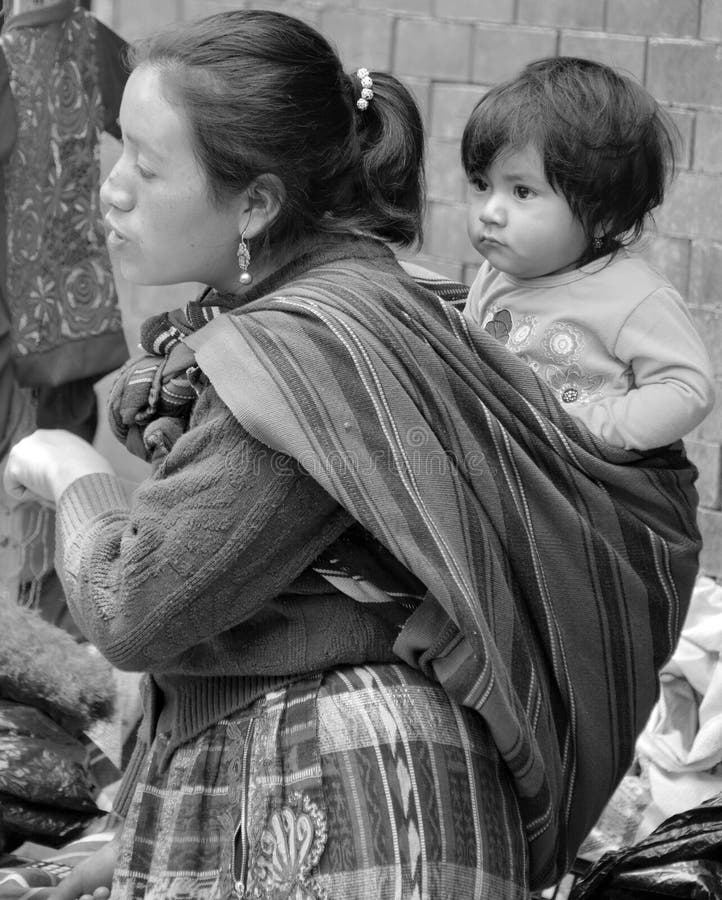 Portrait of a Mayan baby and his mother. royalty free stock photo Portrait of a Mayan baby and his mother. royalty free stock photo