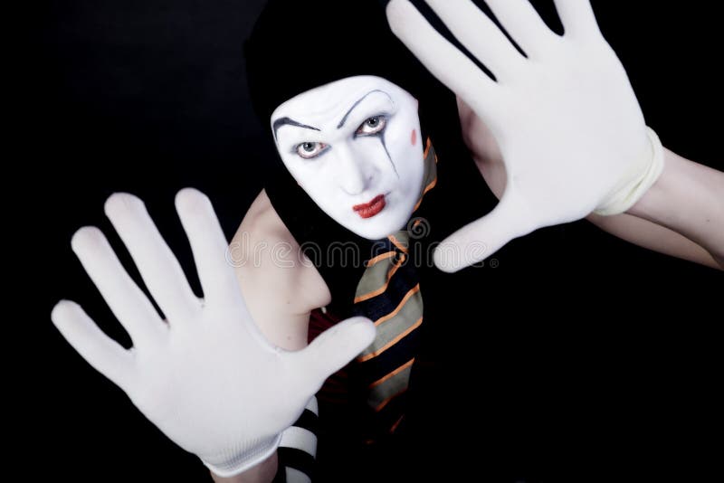 Portrait of Mime in White Gloves Stock Image Image of white, circus