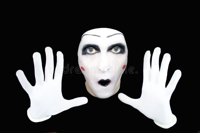 Portrait of the Mime in White Gloves Stock Photo Image of sight