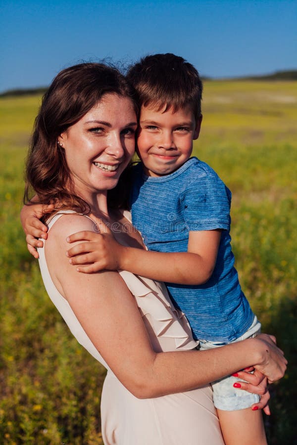 Retro mom and son