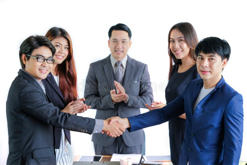 Portrait Multiracial Businesspeople Brainstorming In Meeting