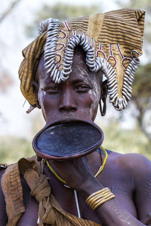 Portrait of a Mursi Woman in Ethiopia Editorial Stock Photo - Image of ...