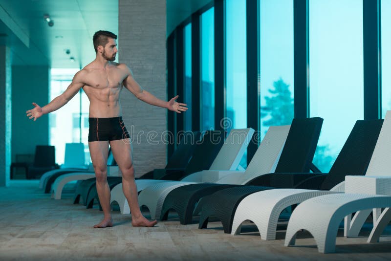 Shirtless Male Athletic Flexing Muscular Dudes Pool Sunbathing PHOTO 4X6 C11