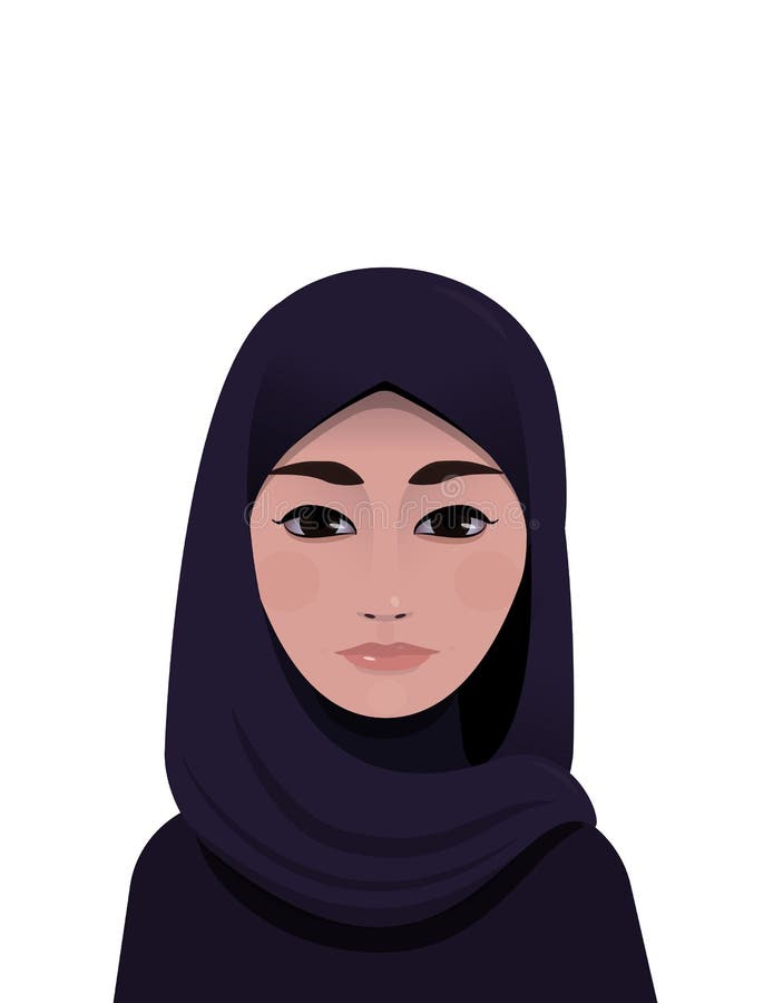 Portrait Of Muslim Beautiful Woman In Hijab Stock Vector 