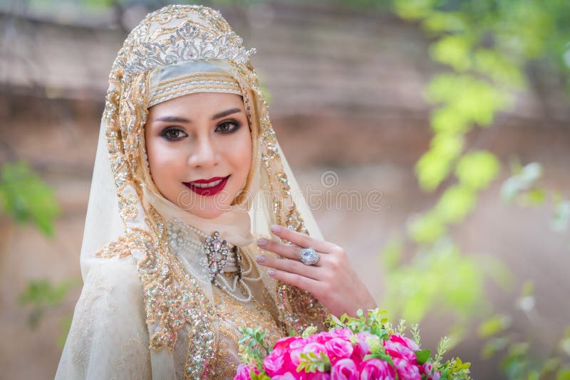 Portrait of Muslim Malay Women Wearing Hijab and Traditional Costume ...