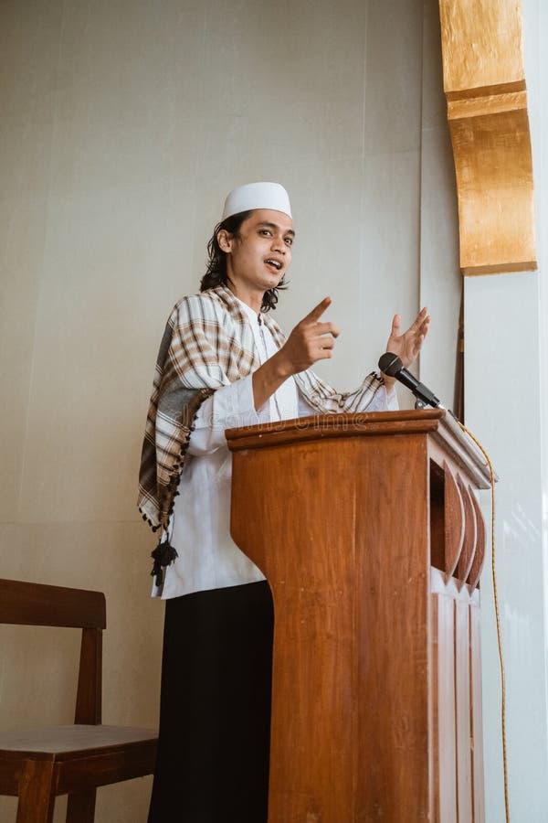 A Portrait of a Muslim School Student Having Discussion Stock Image