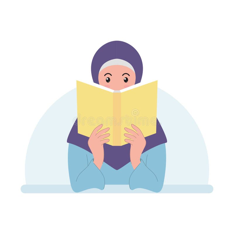 Portrait Of A Muslim Woman Reading A Book Stock Illustration Illustration Of Education