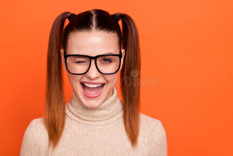 Portrait nice funny funky cute lady millennial person satisfied skilled confident cool dream dreamy can do all expert royalty free stock image