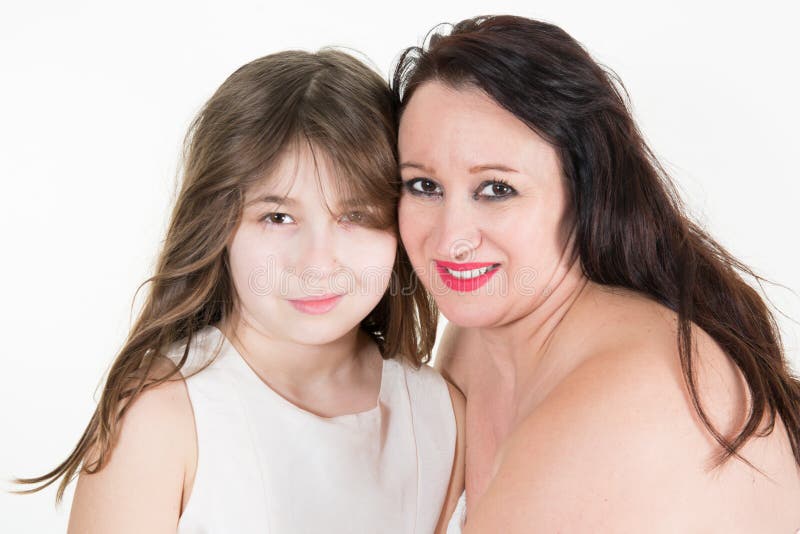 Portrait of Nice Mother and Daughter Stock Image - Image of background