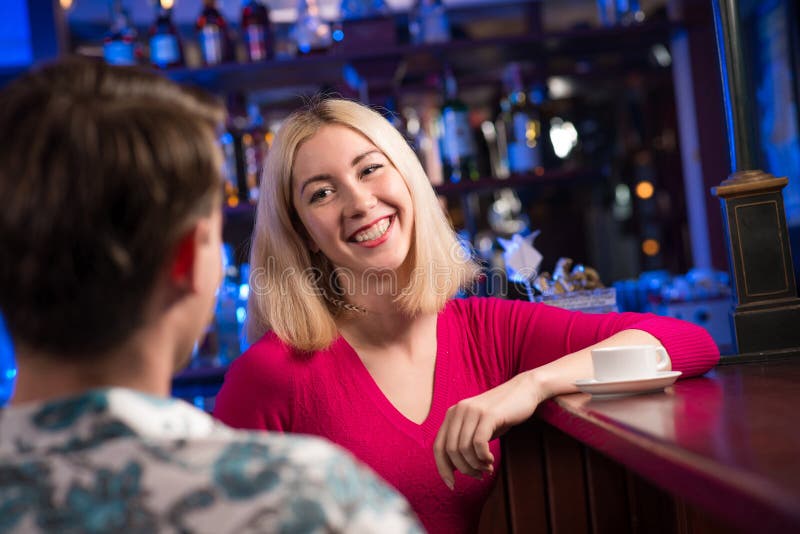 Portrait of a nice woman at the bar